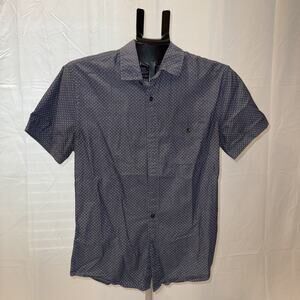 Express Men's Small Blue‎ Geo Print Short Sleeve Button-Up Shirt